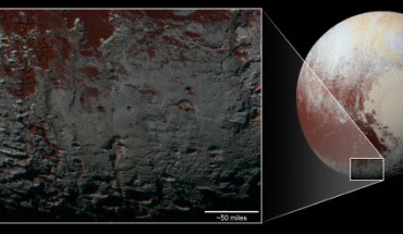 Snowcapped mountains in the southernmost part of Pluto. Image credit: NASA / Johns Hopkins University Applied Physics Laboratory / Southwest Research Institute.