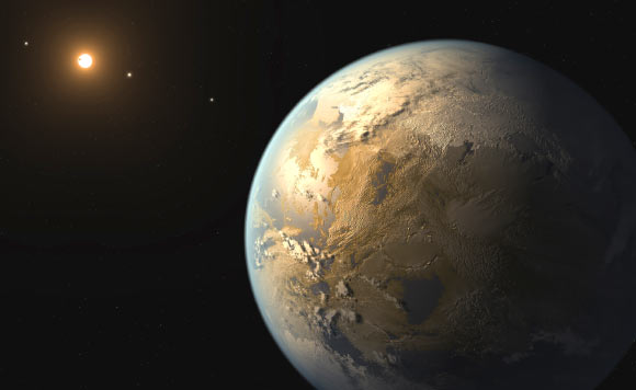 This artist’s concept depicts an Earth-like exoplanet. Image credit: NASA Ames / JPL-Caltech / T. Pyle.