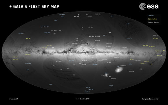 Gaia’s map, annotated. Image credit: ESA / Gaia / DPAC / A. Moitinho & M. Barros, CENTRA - University of Lisbon.