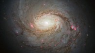 This Hubble image shows the barred spiral galaxy Messier 77; the streaks of red and blue in the image highlight pockets of star formation along the pinwheeling arms, with dark dust lanes stretching across the galaxy’s starry center; the galaxy belongs to a class of galaxies known as Seyfert galaxies, which have highly ionized gas surrounding an intensely active center. Image credit: NASA / ESA / A. van der Hoeven.