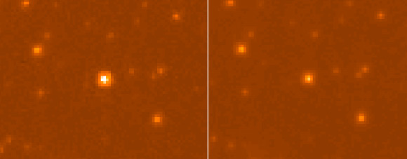 Hubble images of the system OGLE-2007-BLG-349L. Image credit: D.P. Bennett et al.