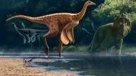An artistic life reconstruction of Rativates evadens in the paleoenvironment of the Late Cretaceous of Alberta. Image credit: Andrey-Atuchin.