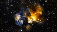 LMC P3 (circled) is located in the supernova remnant DEM L241 in the Large Magellanic Cloud. Image credit: NASA’s Goddard Space Flight Center.