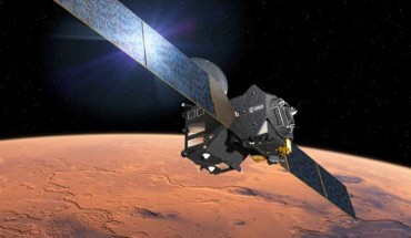 ESA’s ExoMars Trace Gas Orbiter at Mars. Image credit: D. Ducros / ESA.
