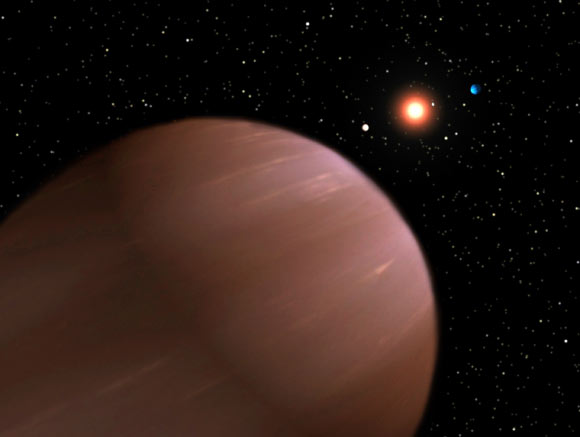 Artist’s conception of a binary system with a brown dwarf and a giant planet. Image credit: NASA / JPL-Caltech.