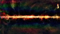GLEAM view of Milky Way’s center in radio color: red indicates the lowest frequencies, green indicates the middle frequencies and blue the highest frequencies; each dot is a galaxy, with around 300,000 radio galaxies observed as part of the survey. Image credit: Natasha Hurley-Walker / GLEAM Team.