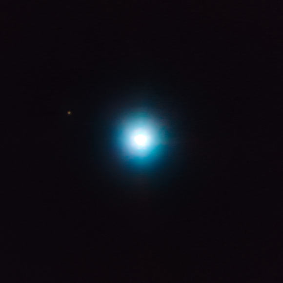CVSO 30c is the small dot to the upper left of the frame. The large blob is the star CVSO 30 itself. Image credit: ESO.