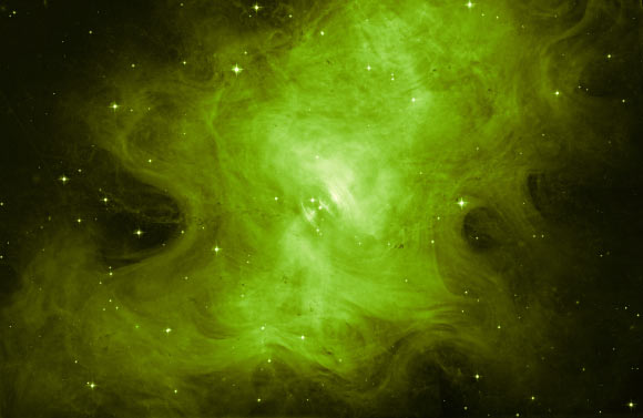 This Hubble image shows the central region of the Crab Nebula. Image credit: NASA / ESA / Hubble / Judy Schmidt, www.geckzilla.com / M. Weisskopf, Marshall Space Flight Center.
