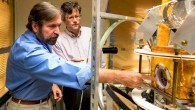 Prof. Gordon Cates and Dr. Wilson Miller with the unique imaging apparatus the team built in their lab. Image credit: Dan Addison / University of Virginia.