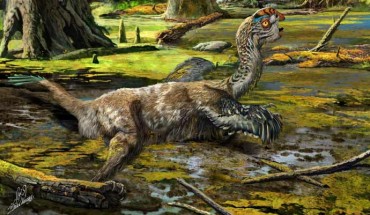 An artistic reconstruction, showing the last-ditch struggle of Tongtianlong limosus as it was mired in mud. Image credit: Zhao Chuang.