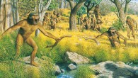 A group of Australopithecus afarensis. Image credit: Matheus Vieeira.