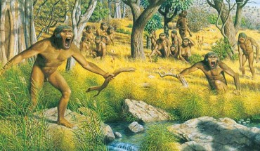 A group of Australopithecus afarensis. Image credit: Matheus Vieeira.