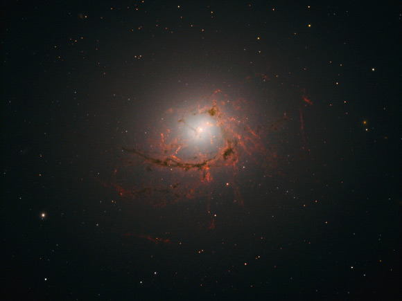 This Hubble image shows the elliptical galaxy NGC 4696. Image credit: NASA / ESA / Hubble / A. Fabian.