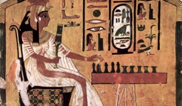 Egyptian Queen Nefertari playing senet, one of the world’s earliest known board games; a painted depiction in the tomb of Nefertari, the Valley of the Queens, Thebes, Egypt.