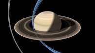This graphic shows the closest approaches of Cassini’s final two orbital phases. Ring-grazing orbits are shown in gray (at left); Grand Finale orbits are shown in blue. The orange line shows the spacecraft’s Sept. 2017 final plunge into Saturn. Image credit: NASA / JPL-Caltech.