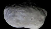 Color composite of Phobos taken with TGO’s CaSSIS camera on November 26, 2016. The observation was made at a distance of 4,785 miles (7,700 km). To create the final color image, two images were taken through each of the four color filters of the camera -- panchromatic, blue-green, red and infrared -- and then stitched together and combined to produce the high-resolution composite. Two of the color filters used by CaSSIS lie outside the wavelength response of the human eye, so this is not a ‘true’ color image. However, showing the data as a color representation can reveal details of the surface mineralogy. Different colors are clearly seen, with the bluest part in the direction of the large crater Stickney, which is out of view over the limb to the left. Although the exact composition of the material is unknown, the color differences are thought to be caused by compositional variations on scales of hundreds of feet to several miles. Image credit: ESA.
