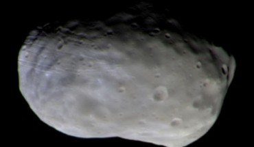 Color composite of Phobos taken with TGO’s CaSSIS camera on November 26, 2016. The observation was made at a distance of 4,785 miles (7,700 km). To create the final color image, two images were taken through each of the four color filters of the camera -- panchromatic, blue-green, red and infrared -- and then stitched together and combined to produce the high-resolution composite. Two of the color filters used by CaSSIS lie outside the wavelength response of the human eye, so this is not a ‘true’ color image. However, showing the data as a color representation can reveal details of the surface mineralogy. Different colors are clearly seen, with the bluest part in the direction of the large crater Stickney, which is out of view over the limb to the left. Although the exact composition of the material is unknown, the color differences are thought to be caused by compositional variations on scales of hundreds of feet to several miles. Image credit: ESA.