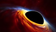 This artist’s impression depicts a Kerr (rapidly spinning) black hole, surrounded by an accretion disc: this thin disc of rotating material consists of the leftovers of a Sun-like star which was ripped apart by the tidal forces of the black hole; shocks in the colliding debris as well as heat generated in accretion led to a burst of light, resembling a supernova explosion. Image credit: ESO / ESA / Hubble / M. Kornmesser.