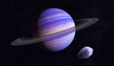 Neptune-mass planets like the one shown in this artist’s rendering may be the most common in the icy regions of planetary systems; beyond a certain distance from a young star, water and other substances remain frozen, leading to an abundant population of icy objects that can collide and form the cores of new planets; in the foreground, an icy body left over from this period drifts past the planet. Image credit: NASA’s Goddard Space Flight Center / Francis Reddy.