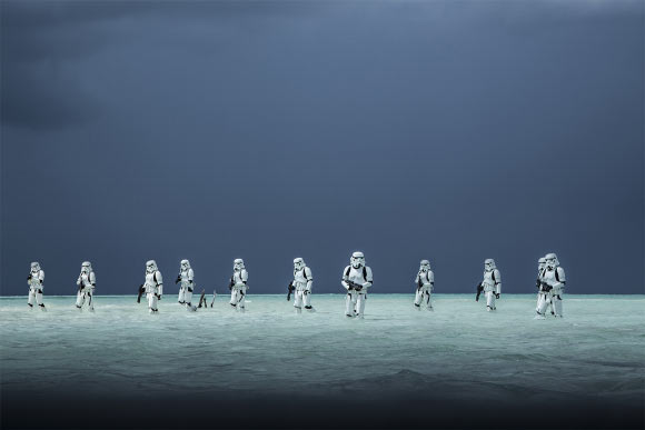 Stormtroopers in the new Star Wars film ‘Rogue One’ wade through the water of an alien ocean world. NASA scientists believe ocean worlds exist in our own Galaxy, along with many other environments. Image credit: Disney / Lucasfilm Ltd. & TM.