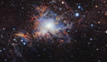 This image of Orion A is composed of near-infrared observations from ESO’s VISTA survey telescope. Image credit: ESO / VISION Survey.