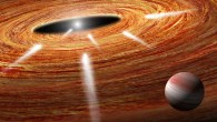 This illustration shows several comets speeding across a vast protoplanetary disk of gas and dust and heading straight for the youthful, central star HD 172555. These exocomets will eventually plunge into the star and vaporize. HD 172555 represents the third extrasolar system where astronomers have detected doomed, wayward comets. All of the systems are young, under 40 million years old. Image credit: NASA / ESA / A. Feild & G. Bacon, STScI.