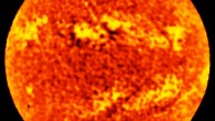 A map of the whole disc of the Sun was also made with a single ALMA antenna, using a technique called fast-scanning, at a wavelength of 1.25 mm. Image credit: ALMA / ESO / NAOJ / NRAO.