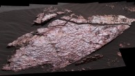 This view of a Martian rock slab called ‘Old Soaker,’ which has a network of cracks that may have originated in drying mud, comes from the Mast Camera on NASA’s Curiosity Mars rover. The location is within an exposure of Murray formation mudstone on lower Mount Sharp inside Gale Crater. Mud cracks would be evidence of a time more than 3 billion years ago when dry intervals interrupted wetter periods that supported lakes in the area. Several images from Mast Camera’s left-eye camera are combined into this mosaic view. They were taken on Dec. 20, 2016, during the 1,555th sol of Curiosity’s work on Mars. The Old Soaker slab is about 4 feet (1.2 m) long. Image credit: NASA / JPL-Caltech / MSSS.