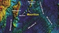 This is Indian Ocean topography showing the location of Mauritius as part of a chain of progressively older volcanoes extending from the presently active hot-spot of Reunion toward the 65-million-year-old Deccan traps of northwest India. Image credit: Wits University.