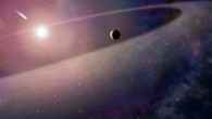 This artist’s impression shows a massive, comet-like object falling towards a white dwarf. Image credit: NASA / ESA / Z. Levy, STScI.