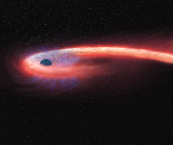 This artist’s illustration depicts what astronomers call a tidal disruption event. Image credit: NASA / CXC / M. Weiss.