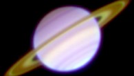 This is a three-color composite image of Saturn and its rings taken January 23, 2008 with the COMICS instrument on the Subaru Telescope. The Cassini Division and the C ring appear bright. Color differences reflect the temperatures; the warmer part is blue, the cooler part is red. Image credit: NAOJ.