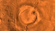 This digital-image mosaic of Mars’ Tharsis plateau shows the extinct volcano Arsia Mons. It was assembled from images that NASA’s Viking 1 orbiter took during its 1976-1980 working life at Mars. Image credit: NASA / JPL / USGS.