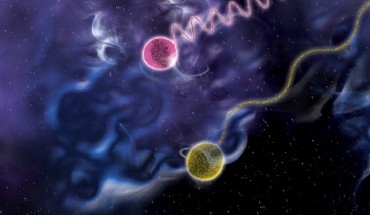 In this illustration, one photon (purple) carries a million times the energy of another (yellow). Image credit: NASA / Sonoma State University / Aurore Simonnet.