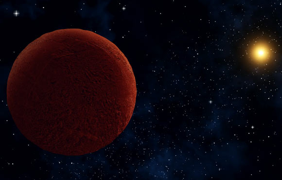 Artist concept of the planetary body 2014 UZ224. Image credit: Alexandra Angelich / NRAO / AUI / NSF.
