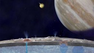 Hubble captured additional evidence of water vapor plumes on Jupiter’s icy moon Europa; the probable plumes appear to be repeating in the same location and correspond with a relatively warm region on Europa’s surface observed by the Galileo spacecraft. Image credit: NASA / JPL-Caltech.