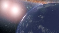 This artist’s concept shows a hypothetical aquaplanet around the binary star system of Kepler-35. Image credit: NASA / JPL-Caltech.