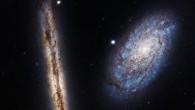 This image of a pair of spiral galaxies NGC 4302 and NGC 4298 was released to celebrate the 27th anniversary of the launch of the NASA/ESA Hubble Space Telescope. Image credit: NASA / ESA / M. Mutchler, STScI.