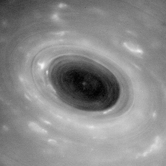 This Cassini image shows features in the atmosphere of Saturn from closer than ever before. The view was captured by the spacecraft during its first Grand Finale dive past the gas giant on April 26, 2017. Image credit: NASA / JPL-Caltech / Space Science Institute.