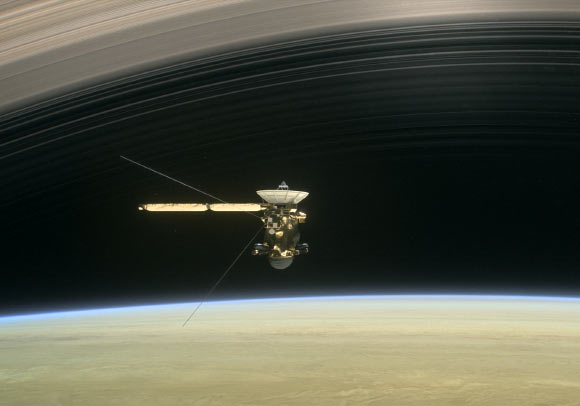 As Cassini made its first-ever dive through the gap between Saturn and its rings on April 26, 2017, its wide-angle camera took a series of rapid-fire images that were used to make this movie sequence. Image credit: NASA / JPL-Caltech.