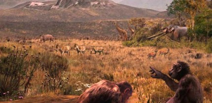 Graecopithecus freybergi lived 7.2 million years ago in the dust-laden savannah of the Athens Basin. This view from Graecopithecus freybergi’s place of discovery, Pyrgos Vassilissis, to the southeast over the plain of Athens and under a reddish cloud of Sahara dust; in the background: Mount Hymettos and Mount Lykabettos. Image credit: Velizar Simeonovski.