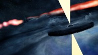 Artist’s conception of the newly-discovered object orbiting the main, central supermassive black hole of the galaxy Cygnus A. Image credit: Bill Saxton / NRAO / AUI / NSF.