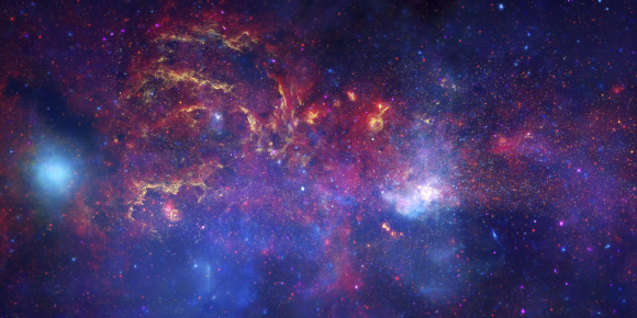 This composite image shows the central region of the Milky Way Galaxy. Image credit: NASA / JPL-Caltech / ESA / CXC / STScI.