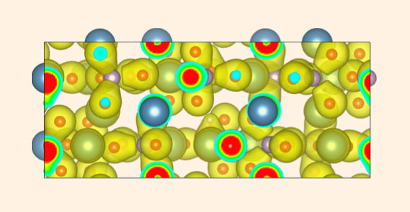 Apatite crystal showing electron density around atoms. Image credit: Arun Nair.