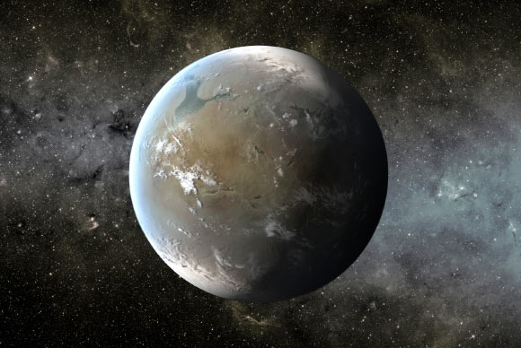 This artist’s concept depicts a super-Earth-size exoplanet. Image credit: NASA Ames / JPL-Caltech / T. Pyle.