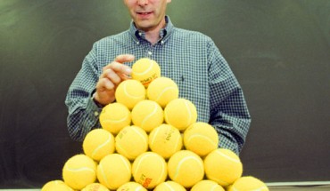 Prof. Hales demonstrates his solution to the Kepler conjecture. Image credit: Bob Kalmbach / University of Michigan.