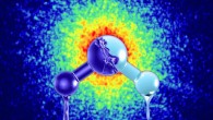 An artist’s impression of the two forms of ultra-viscous liquid water with different density; on the background is depicted the X-ray speckle pattern taken from actual data of high-density amorphous ice, which is produced by pressurizing water at very low temperatures. Image credit: Mattias Karlén.