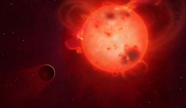 Artist’s conception of an exoplanet’s atmosphere being stripped by the radiation from its parent star. Image credit: Mark A. Garlick / University of Warwick.