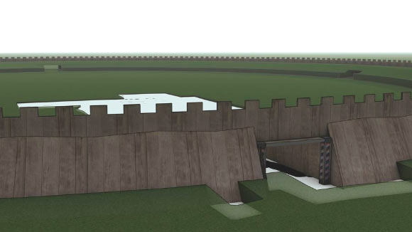 3D reconstruction of the northern gateway of the Borgring fortress, Denmark. Image credit: Peter Jensen, Archaeological IT, Aarhus University.