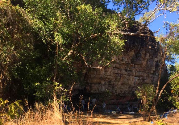 Photograph of the Madjedbebe rockshelter during the 2015 excavation. Image credit: Clarkson et al, doi: 10.1038/nature22968.